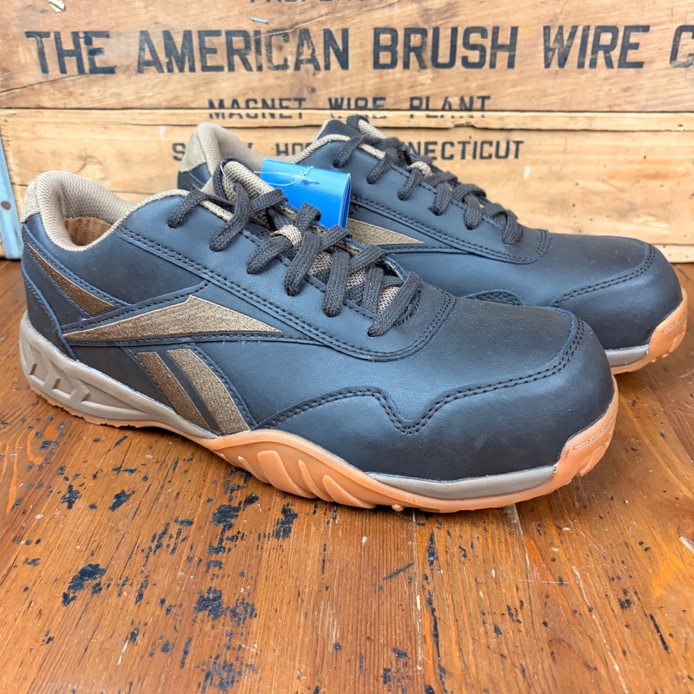 Reebok Men's 9.5 W Work Shoes Brown RB1940 Slip Oil Resisting Athletic Sneakers - Picture 2 of 12